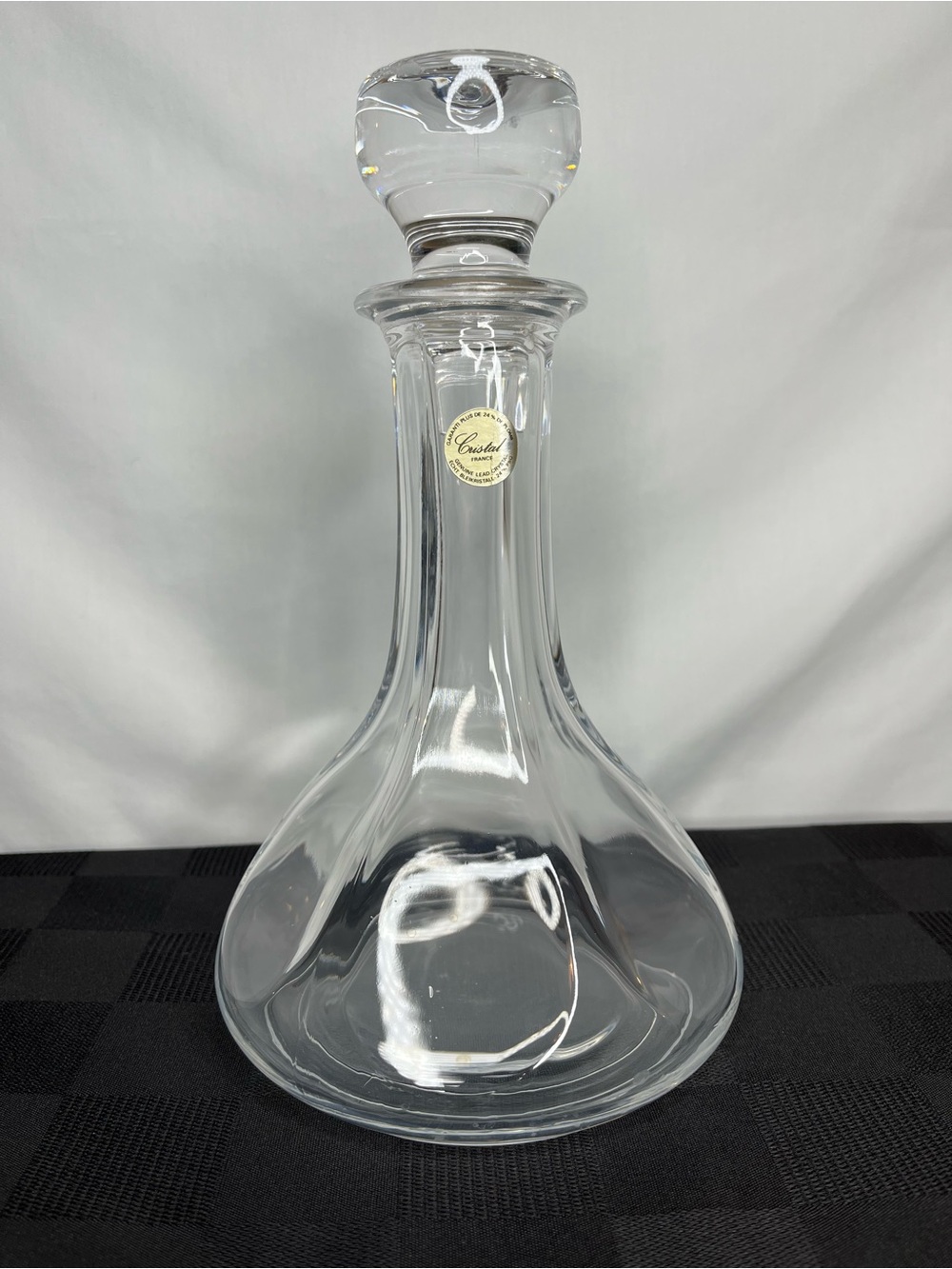 Cristal France 24% Lead Crystal Decanter With Stopper Original Label French